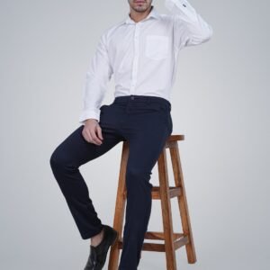MM-21 Navy Blue Men Cotton Trouser.