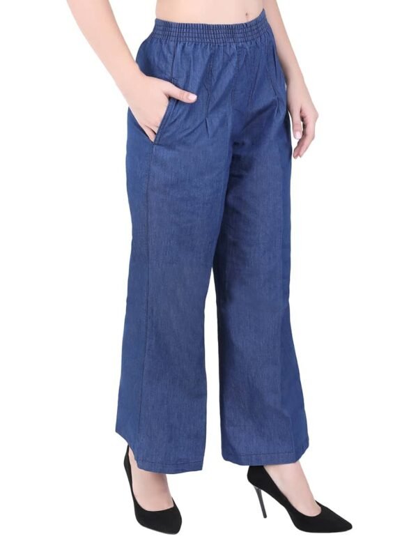 Women's Embroidery Cut-Work Blue Palazzo