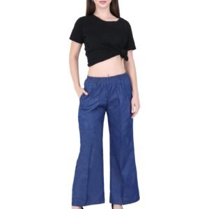 MM-21 Loose fit Cotton Denim Women Palazzo