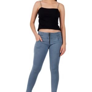 MM-21 Women Grey Denim Skinny Zipper Style Jeans