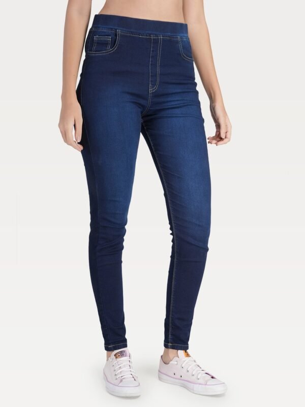 Navy Blue Denim Fix Elastic Skinny Women's Jeggings