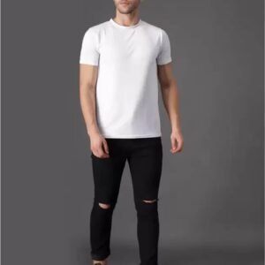 MM-21 Black Denim Knee Cut Regular Fit Men’s Jeans