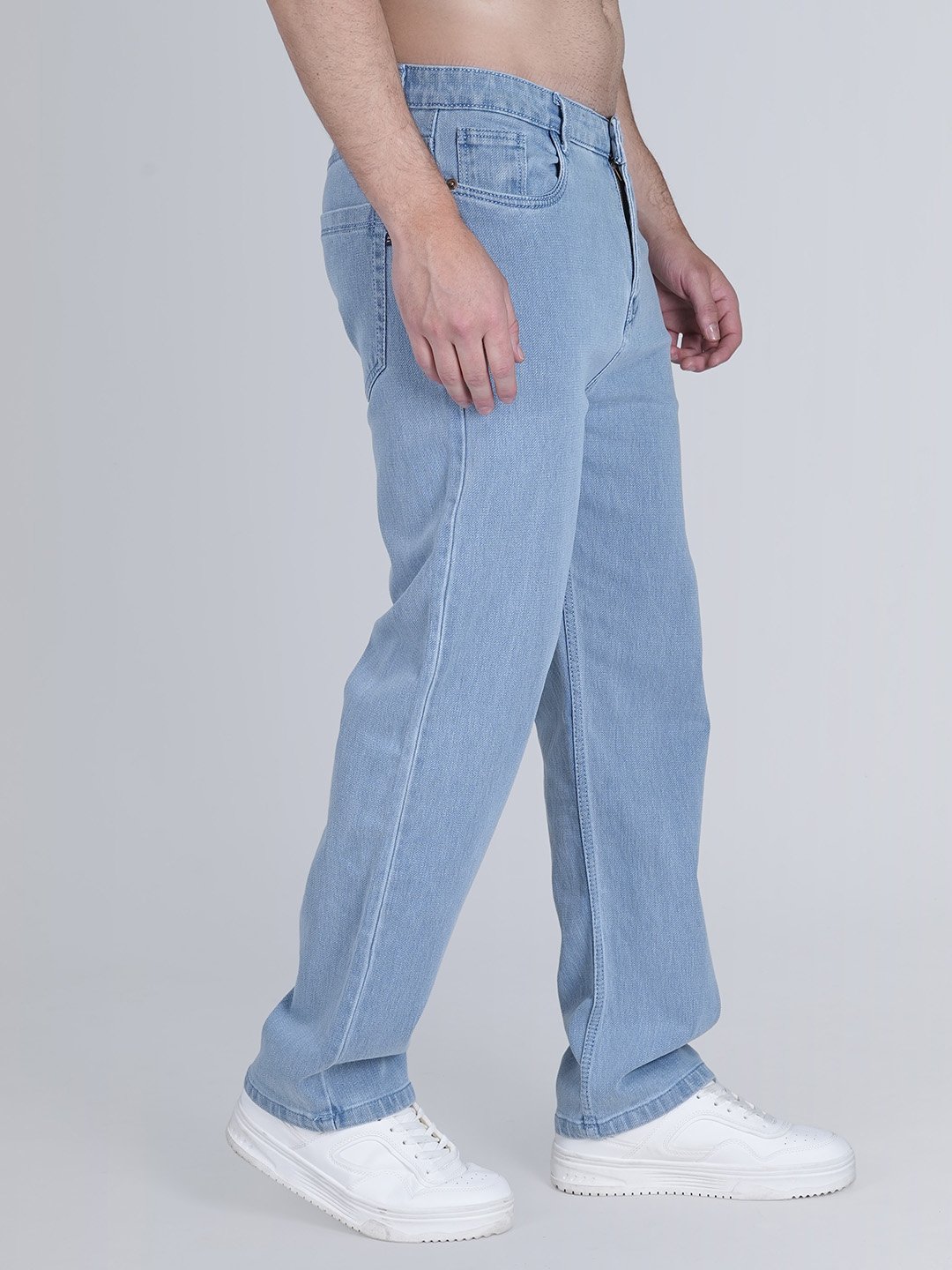 Loose Fit Mid-Rise Denim Jeans for Men