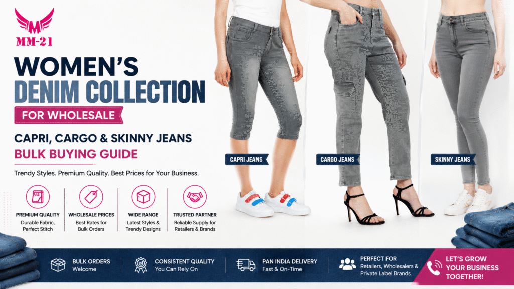 Women’s Denim Collection for Wholesale: Capri, Cargo & Skinny Jeans Bulk Buying Guide